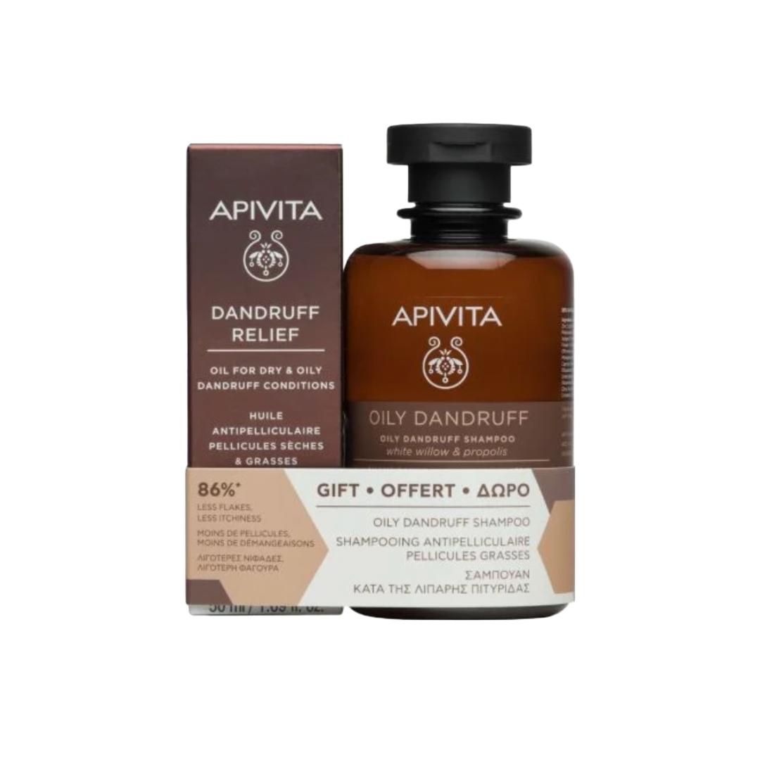 Apivita Dandruff Relief Oil,50ml + Apivita Oily Dandruff Shampoo, 250ml