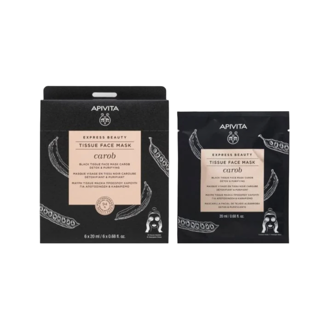 Apivita Black Tissue Face Mask για Αποτοξίνωση & Καθαρισμό, 20ml