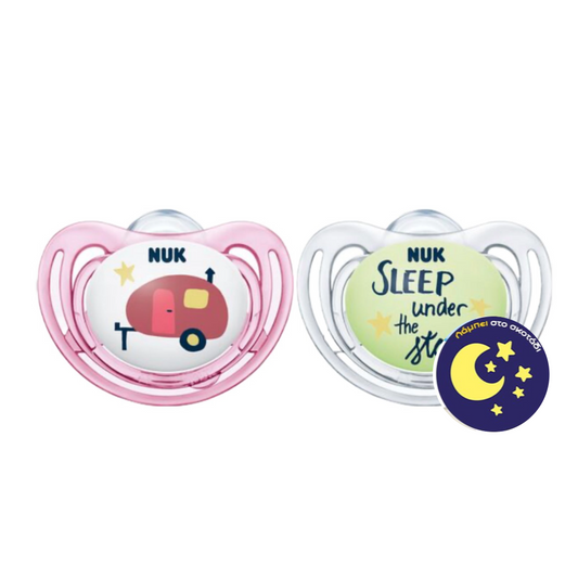 NUK Sil Soother Freestyle Hello Adventure Pink/White 0-6Μ, 2τμχ