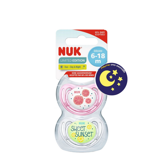 NUK Sil Soother Fruits Freestyle Grapefruit 0-6M, 2τμχ