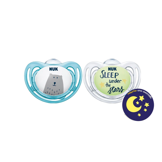 NUK Sil Soother Freestyle Hello Adventure Blue/White 0-6Μ, 2τμχ