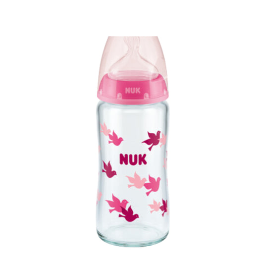 NUK First Choice Glass Bottle Pink with Temperature Control, 240ml