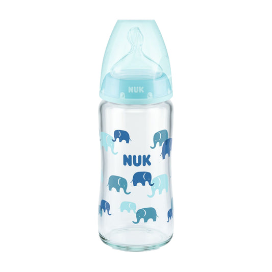 NUK First Choice Glass Bottle Blue with Temperature Control, 240ml