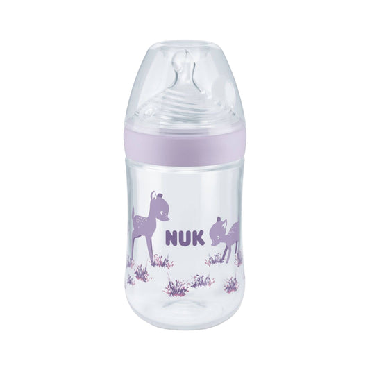 NUK Nature Sense Glass Bottle Purple with Temperature Control, 260ml