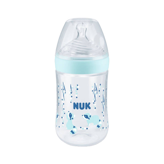 NUK Nature Sense Glass Bottle Blue with Temperature Control, 260ml